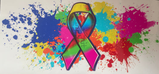 Autism awareness ribbon UVDTF