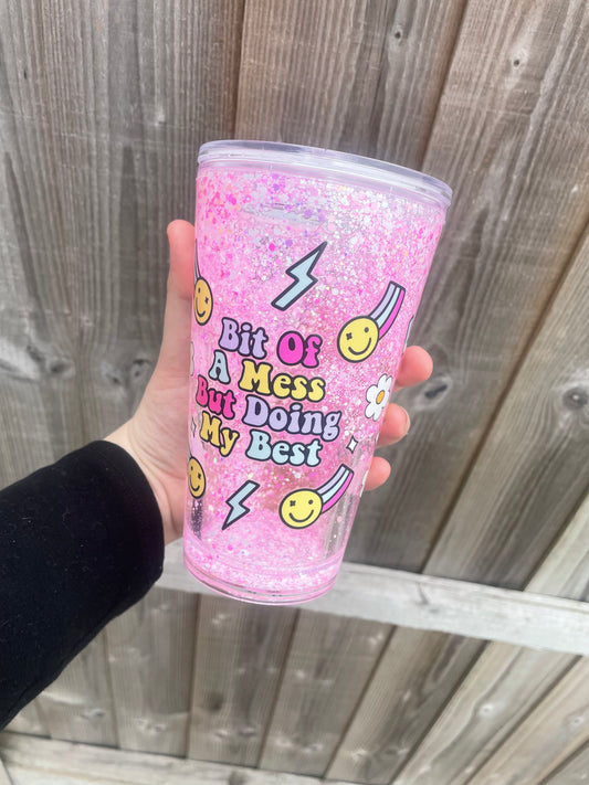 ‘Bit of a mess but doing my best’ acrylic cup